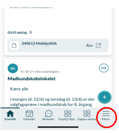 Tryk på 'Menu' i nederste højre hjørne.