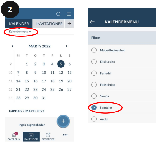 Filtrer på samtaler