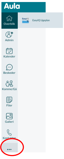 Ugeplanen kan også være placeret under de tre prikker nederst i menuen. Det kommer an på din skærmstørrelse.