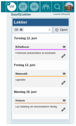 Lektiebogen finder du til højre på startsiden i Aula.