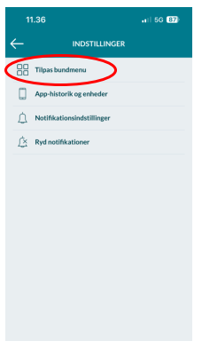 Vælg 'Tilpas bundmenu'.