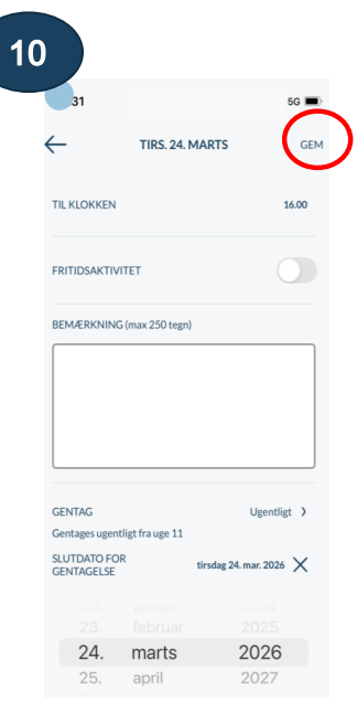 HUSK for alle ændringer - slut af  med at klikke på Gem